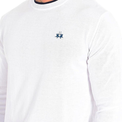 La Martina White Cotton Sweater