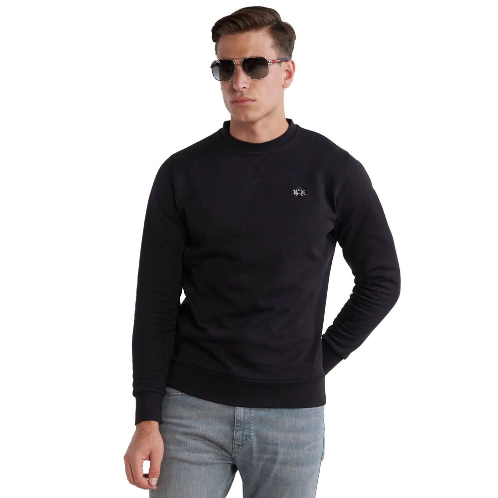 La Martina Black Cotton Sweater