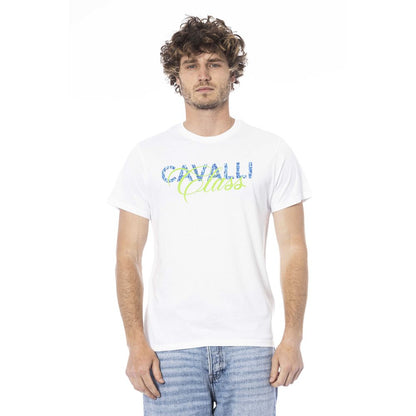 Cavalli Class White Cotton Men T-Shirt