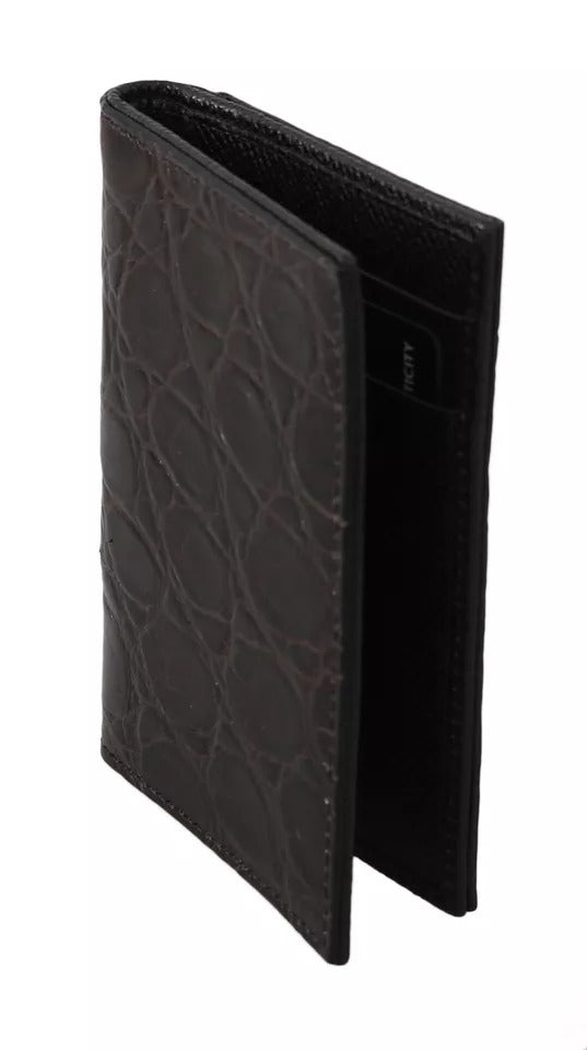 Dolce & Gabbana Brown 100% Caiman Mens Cardholder Case Cover Wallet