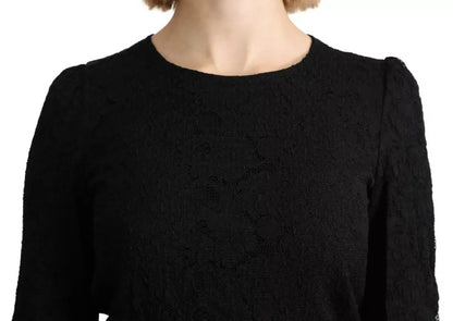 Dolce & Gabbana Black Lace Long Sleeves Blouse STAFF Top