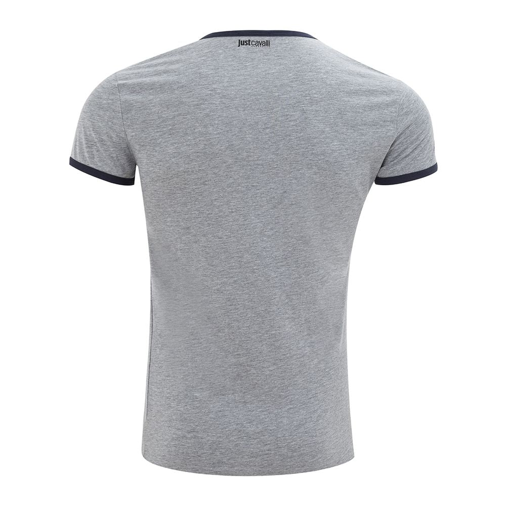 Just Cavalli Elegant Gray Cotton Tee for Men