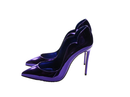 Christian Louboutin Hot Chick 100 Purple Mirrored Patent Leather High Heel Pumps