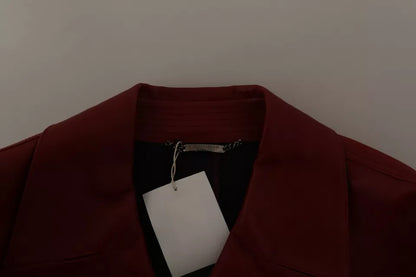 Dolce & Gabbana Red Double Breasted Leather Coat Jacket