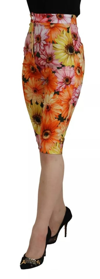 Dolce & Gabbana Multicolor Floral High Waist Cropped Pants