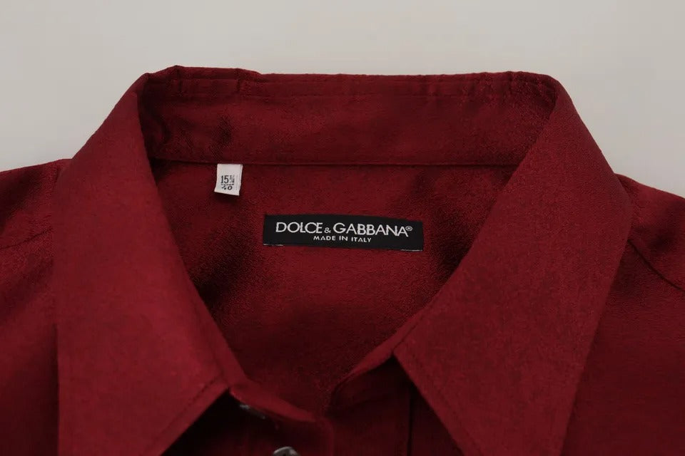 Dolce & Gabbana Bordeaux Cotton Long Sleeve Men Formal Shirt