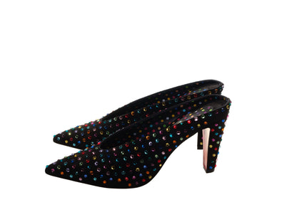 Christian Louboutin Veryvee Strass Boum 85 Suede and Multi Colour Jewelled Mules