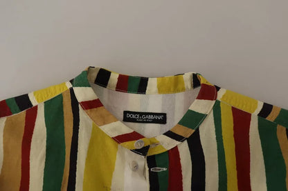 Dolce & Gabbana Multicolor Striped Linen Cotton Shirt