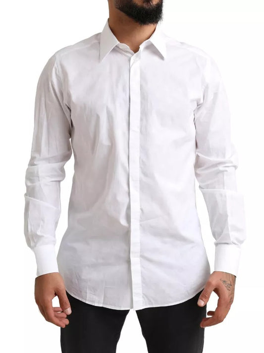 Dolce & Gabbana White GOLD Formal Cotton Tuxedo Dress Shirt