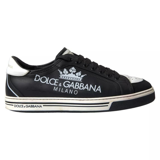 Dolce & Gabbana Black Leather Crown Milano Men Sneakers Shoes