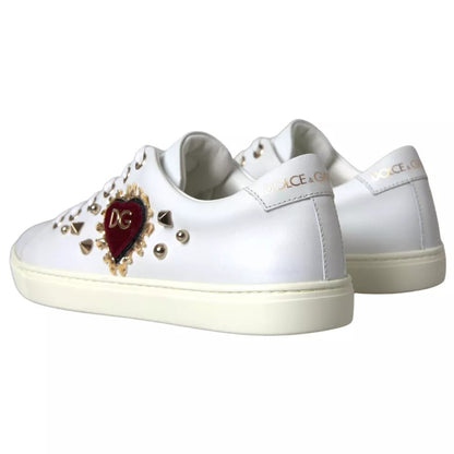 Dolce & Gabbana White Portofino Sacred Heart Sneakers Women Shoes