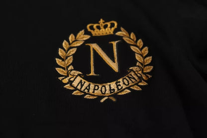 Dolce & Gabbana Black Wool Silk Napoleon Gold Sweater