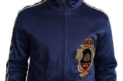 Dolce & Gabbana Blue Heraldic Patch Striped King Bee Sweater