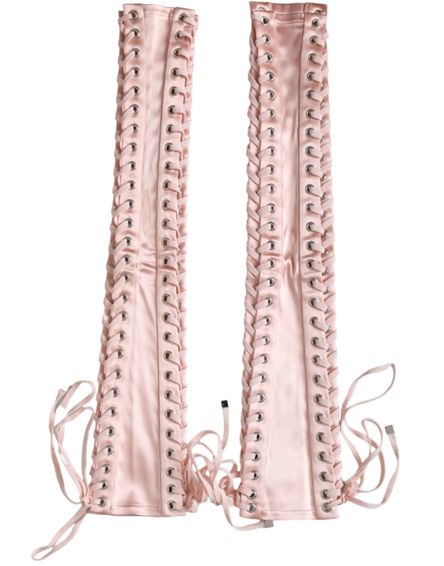 Dolce & Gabbana Pink Acetate Lace Up Fingerless Gloves