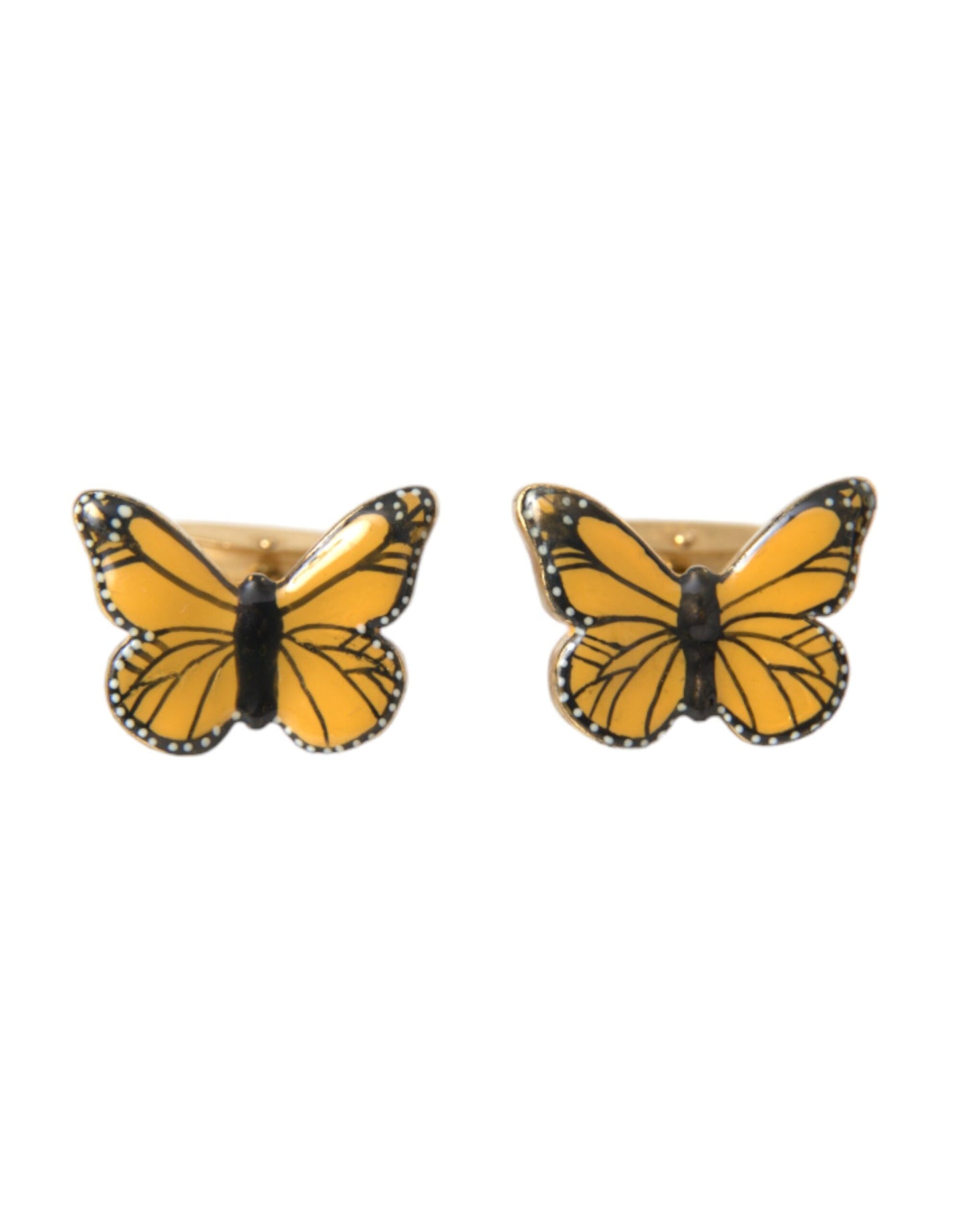 Dolce & Gabbana Gold Tone Brass Butterfly Enamel Men Cufflink