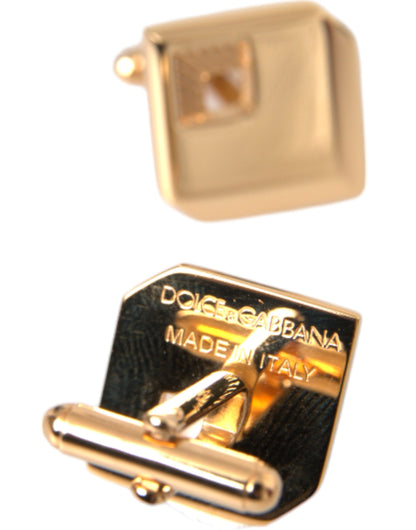 Dolce & Gabbana Gold Plated Metal Brass Square Pin Cufflinks