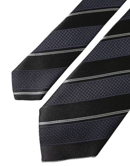 Dolce & Gabbana Black White Stripes Silk Adjustable Tie