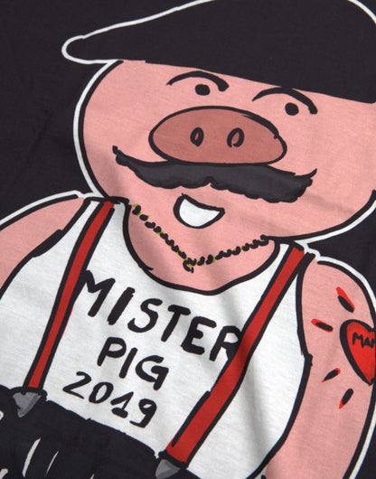 Dolce & Gabbana Black Cotton 2019 Year of the Pig T-shirt