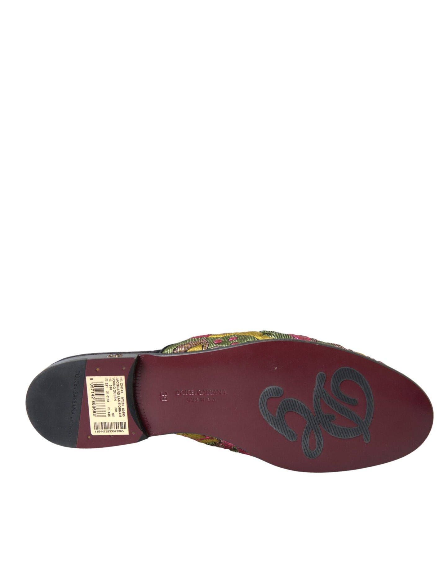 Dolce & Gabbana Multicolor Brocade DG Logo Mule Flat Sandals Shoes