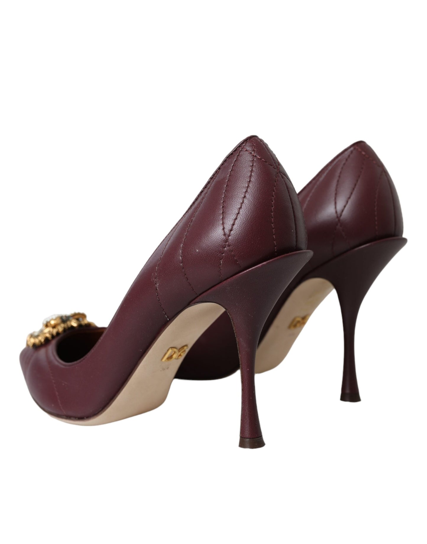 Dolce & Gabbana Bordeaux Leather Heart DEVOTION Pumps Shoes