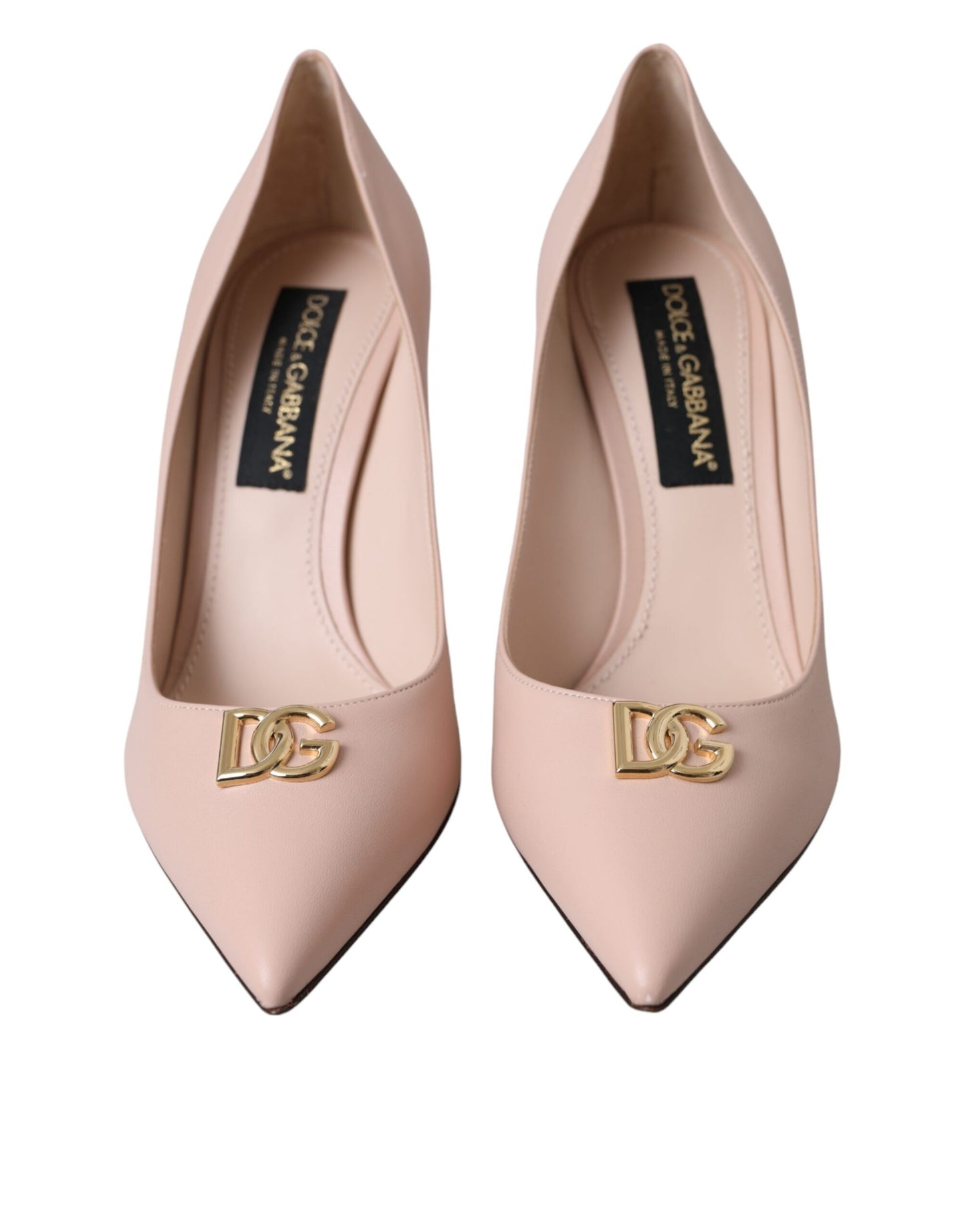 Dolce & Gabbana Beige Lamb Leather Logo Pumps Heels Shoes