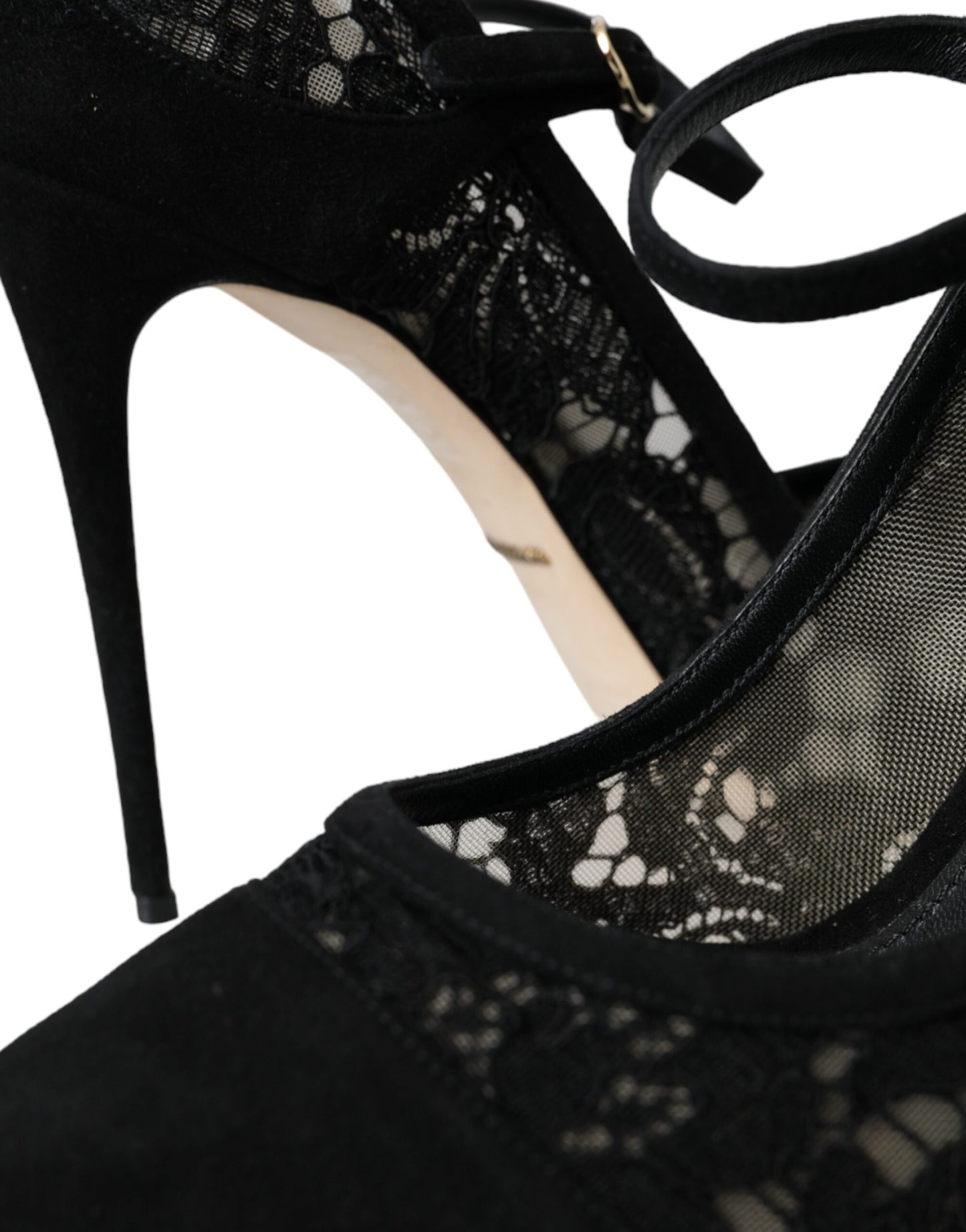 Dolce & Gabbana Black Taormina Lace Mary Janes Pumps Shoes