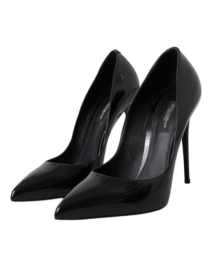 Dolce & Gabbana Black Patent Leather High Heels Pumps Shoes