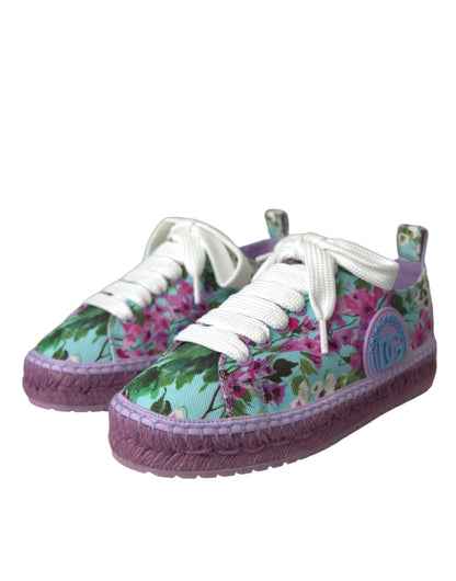 Dolce & Gabbana Multicolor Canvas Floral Espadrilles Sneakers Shoes