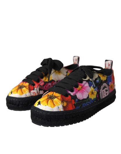 Dolce & Gabbana Multicolor Canvas Floral Espadrilles Sneakers Shoes