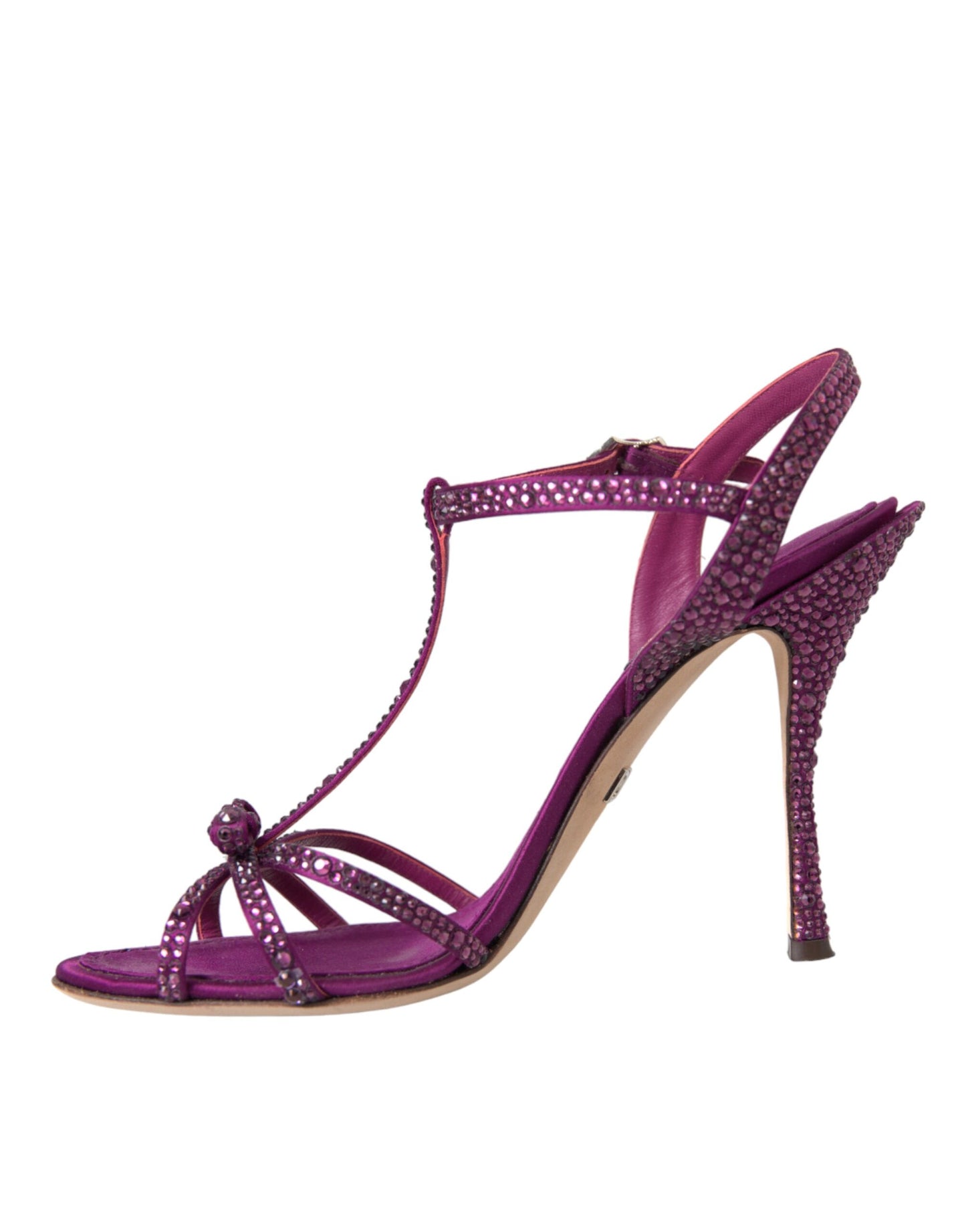 Dolce & Gabbana Purple Strass Ankle Strap Heels Sandals Shoes