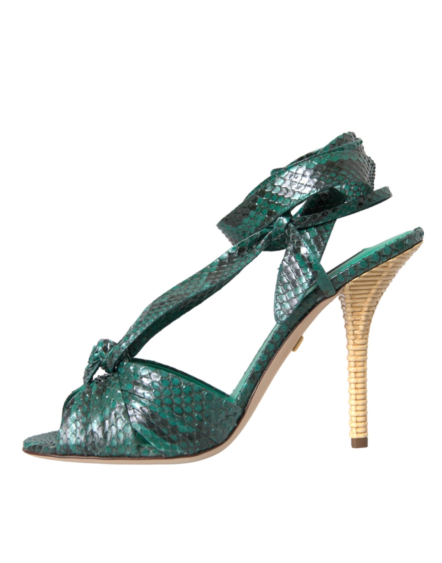 Dolce & Gabbana Green Exotic Leather Heels Sandals Shoes