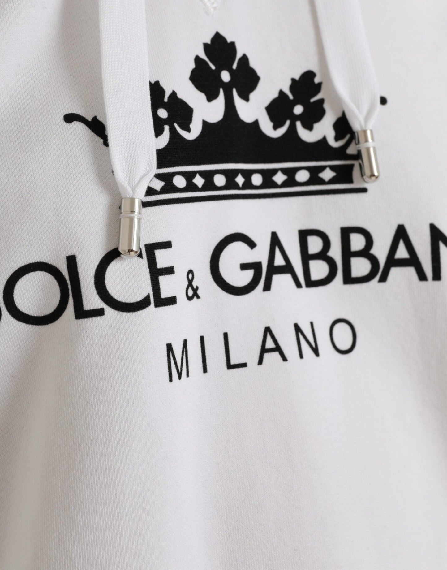 Dolce & Gabbana White Cotton Logo Hoodie Pullover Sweater