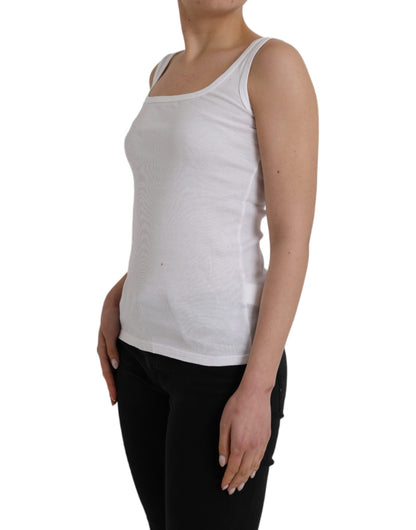 Ermanno Scervino White Cotton Sleevelesss Tank Casual Top