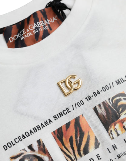 Dolce & Gabbana White Cotton Short Sleeves Crew Neck T-shirt