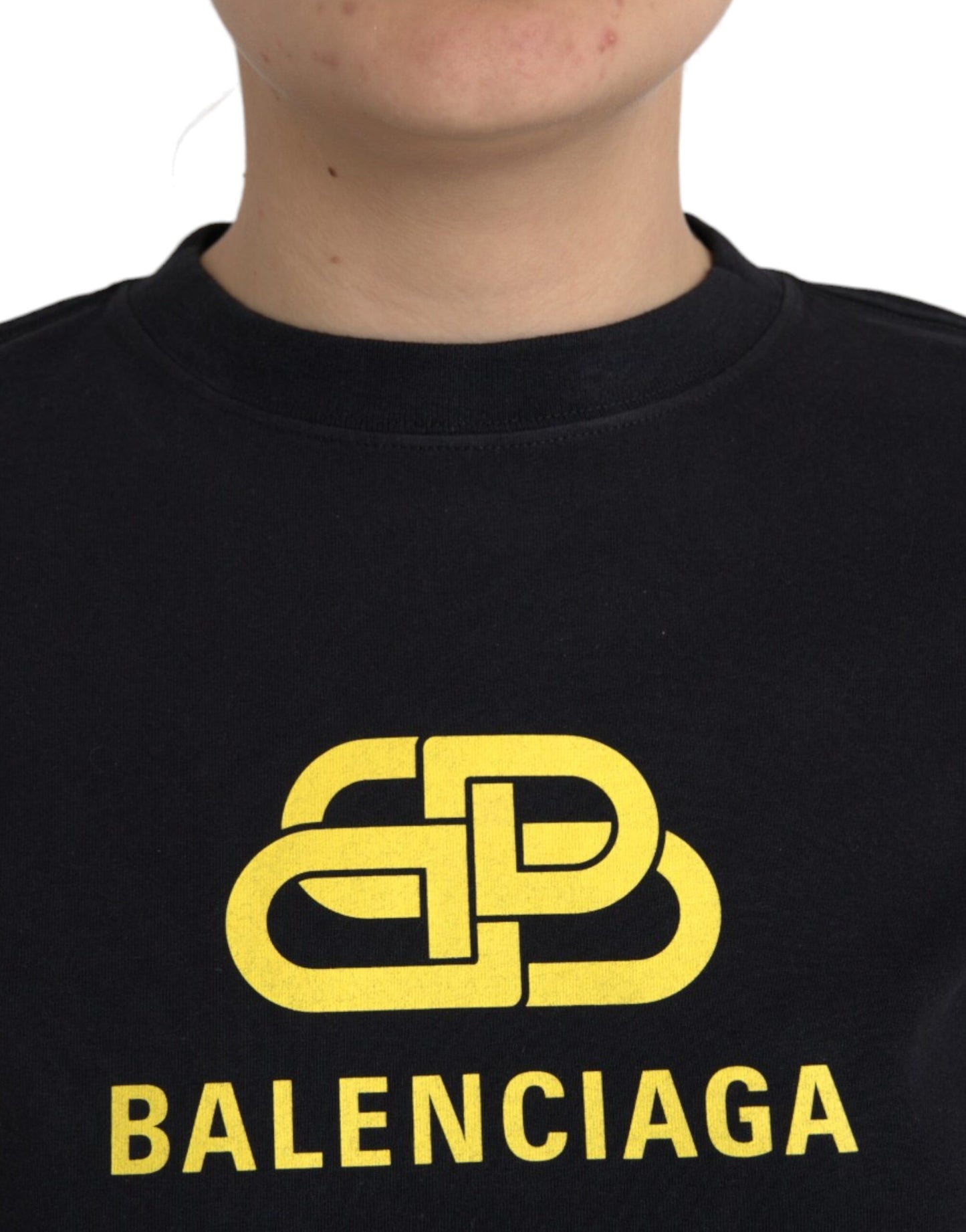 Balenciaga Black Cotton Logo Crew Neck Short Sleeves T-shirt