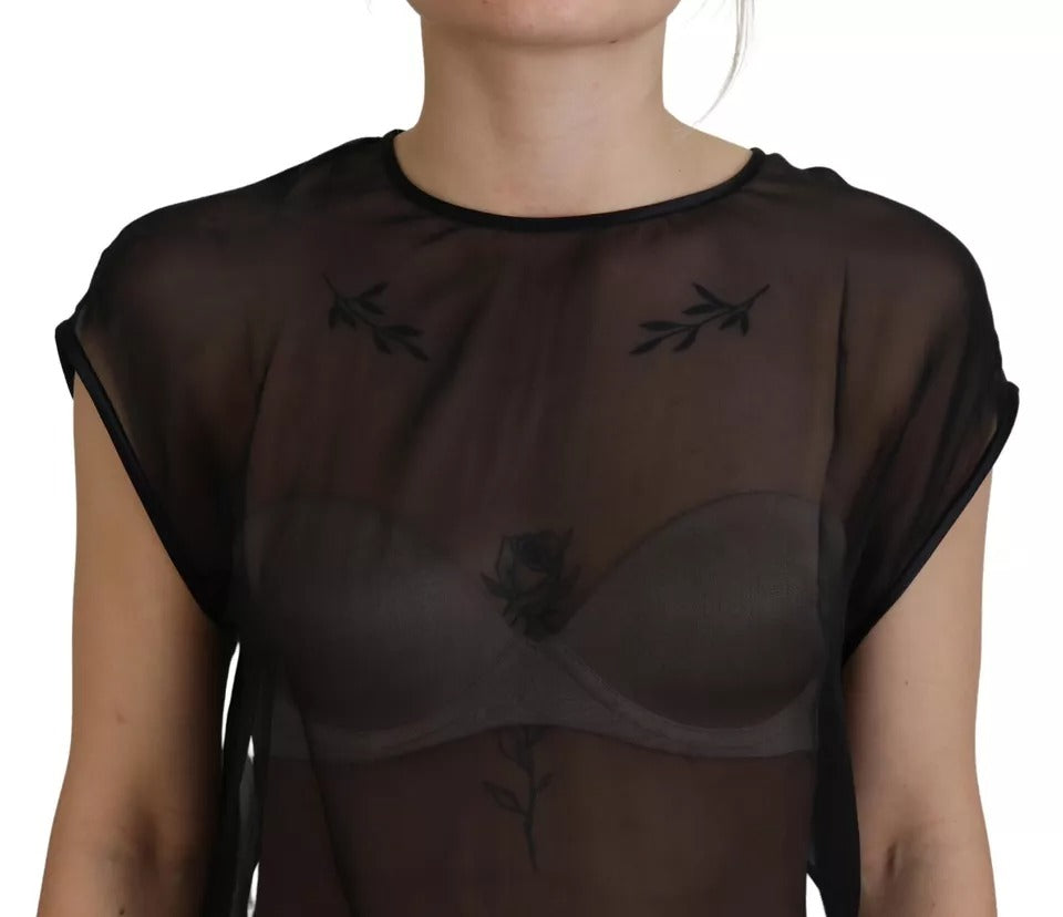 Dolce & Gabbana Black Mesh Transparent Blouse Pullover Top