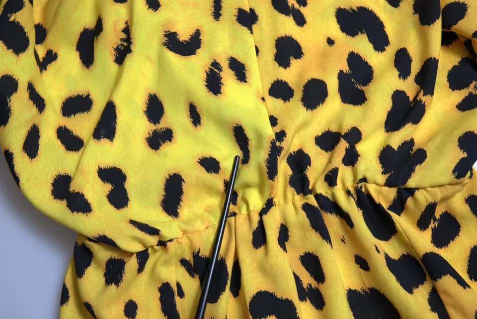 Dolce & Gabbana Yellow Leopard Print Long Sleeves Top Blouse