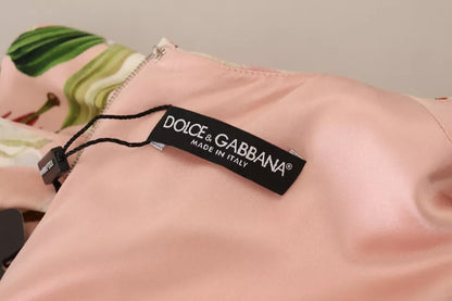 Dolce & Gabbana Pink Lily Viscose Sheath Knee Length Dress