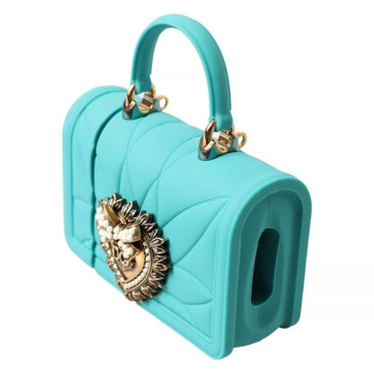 Dolce & Gabbana Turquoise Silicone Devotion Heart Bag Cover Hand Airpods Case