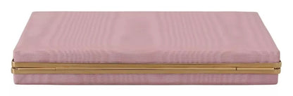 Dolce & Gabbana Pink Silk Gold Frame Clutch Evening Party Purse Bag