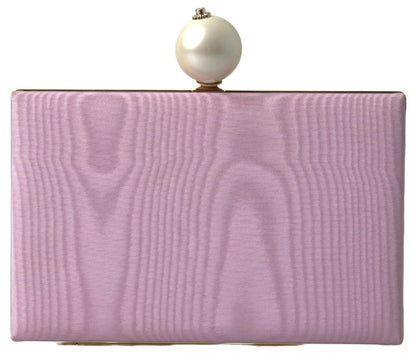 Dolce & Gabbana Pink Silk Gold Frame Clutch Evening Party Purse Bag