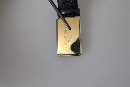 Dolce & Gabbana Black Exotic Leather Gold Metal Buckle Belt