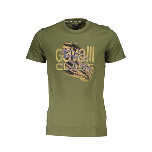 Cavalli Class Green Cotton T-Shirt