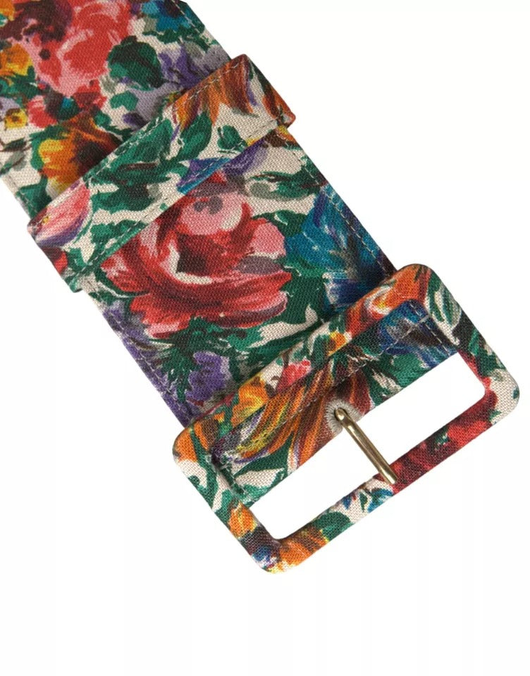 Dolce & Gabbana Multicolor Carretto Fabric Wide Waist Belt