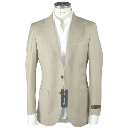 Emilio Romanelli Beige Wool Men Blazer