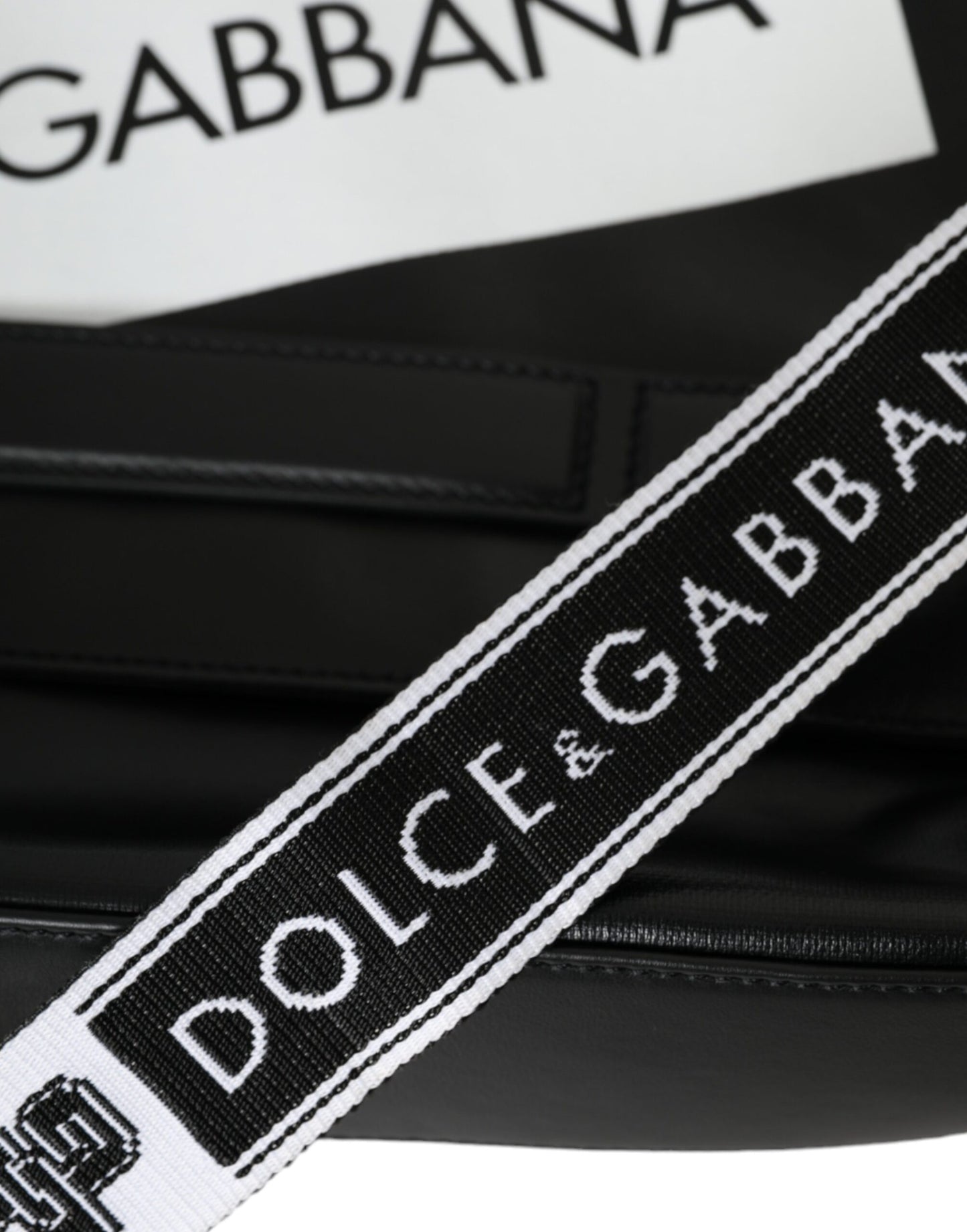 Dolce & Gabbana Black Calfskin Coated Canvas Logo Panel Messenger Bag