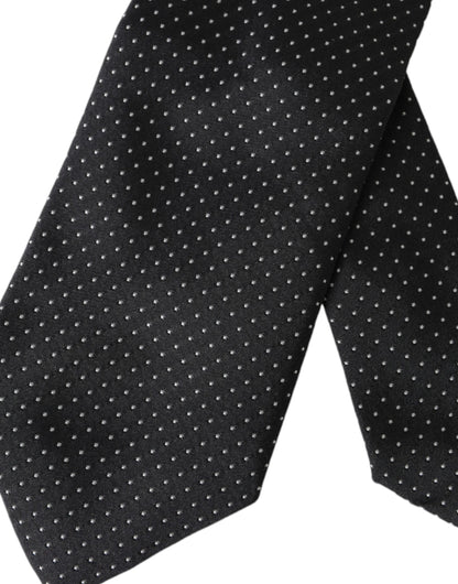 Dolce & Gabbana Black Polka Dot Silk Adjustable Men Tie