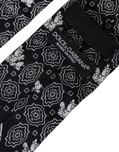 Dolce & Gabbana Black Patterned 100%Silk Adjustable Tie