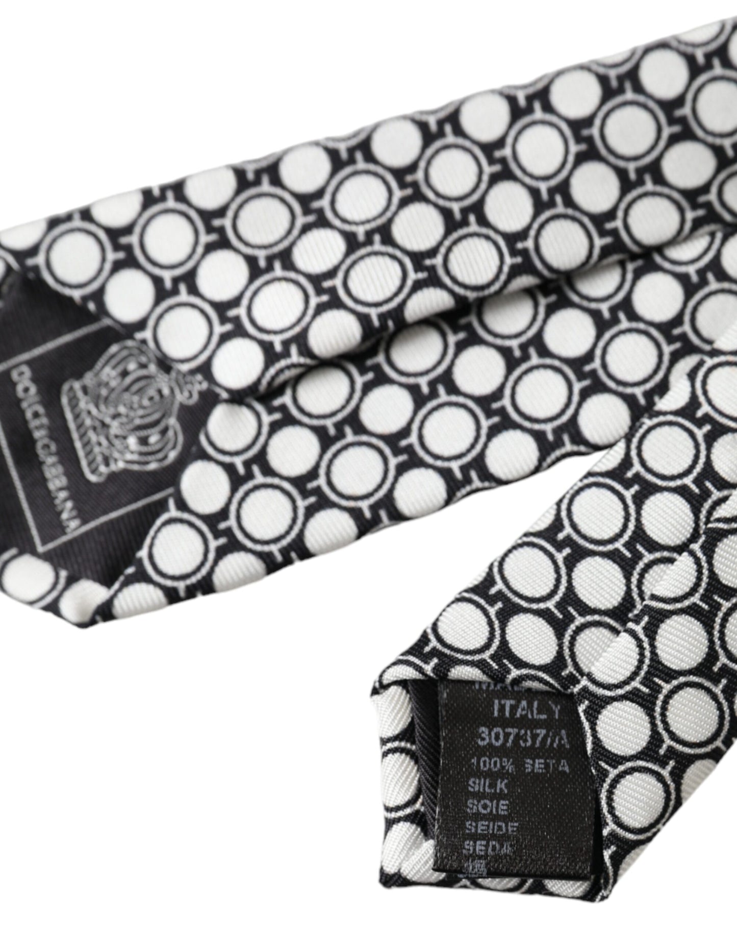 Dolce & Gabbana White Circles 100% Silk Adjustable Tie