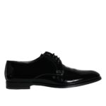 Dolce & Gabbana Black Calfskin Leather Derby Men Dress Shoes